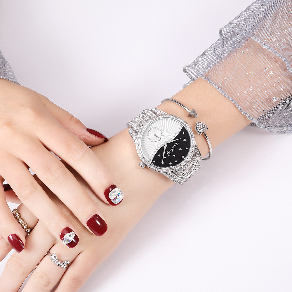 Đồng hồ Quartz kim cương thời trang case hợp kim chống nước cho nữ