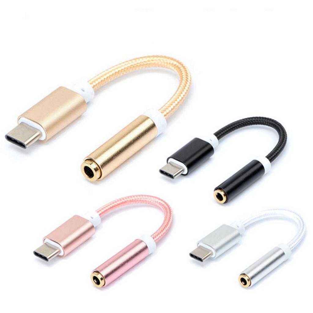 Short USB-C Type C to 3.5 mm Headphone Female Jack Adapter Earphone Audio Cable Cord