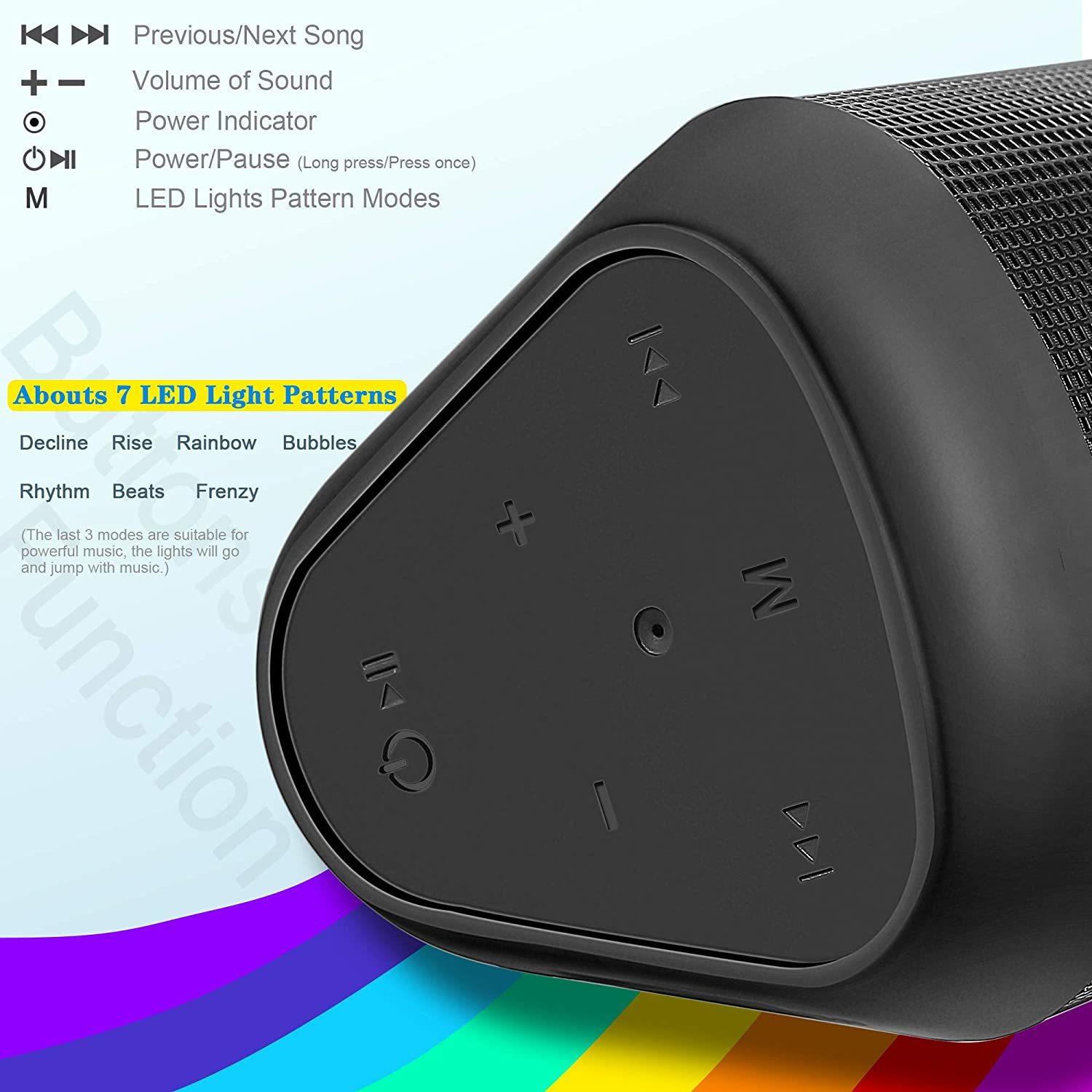 Loa bluetooth không dây di động 7 LED Đèn LED Mẫu loa không dây v5