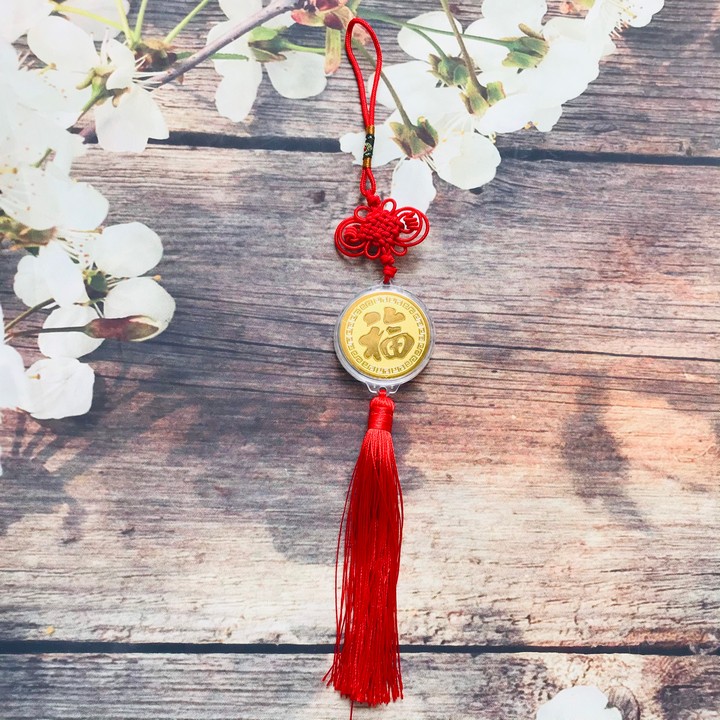 Dây treo đồng xu Mèo Thần Tài may mắn , dùng để trang trí trong nhà, nơi làm việc, trên xe oto - TMT Collection - SP005086