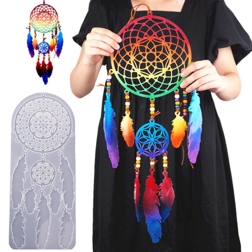 Khuôn Silicone Lớn Epoxy Đúc Dream Catchers Diy Lông Vũ Để Trang Trí Nội Thất