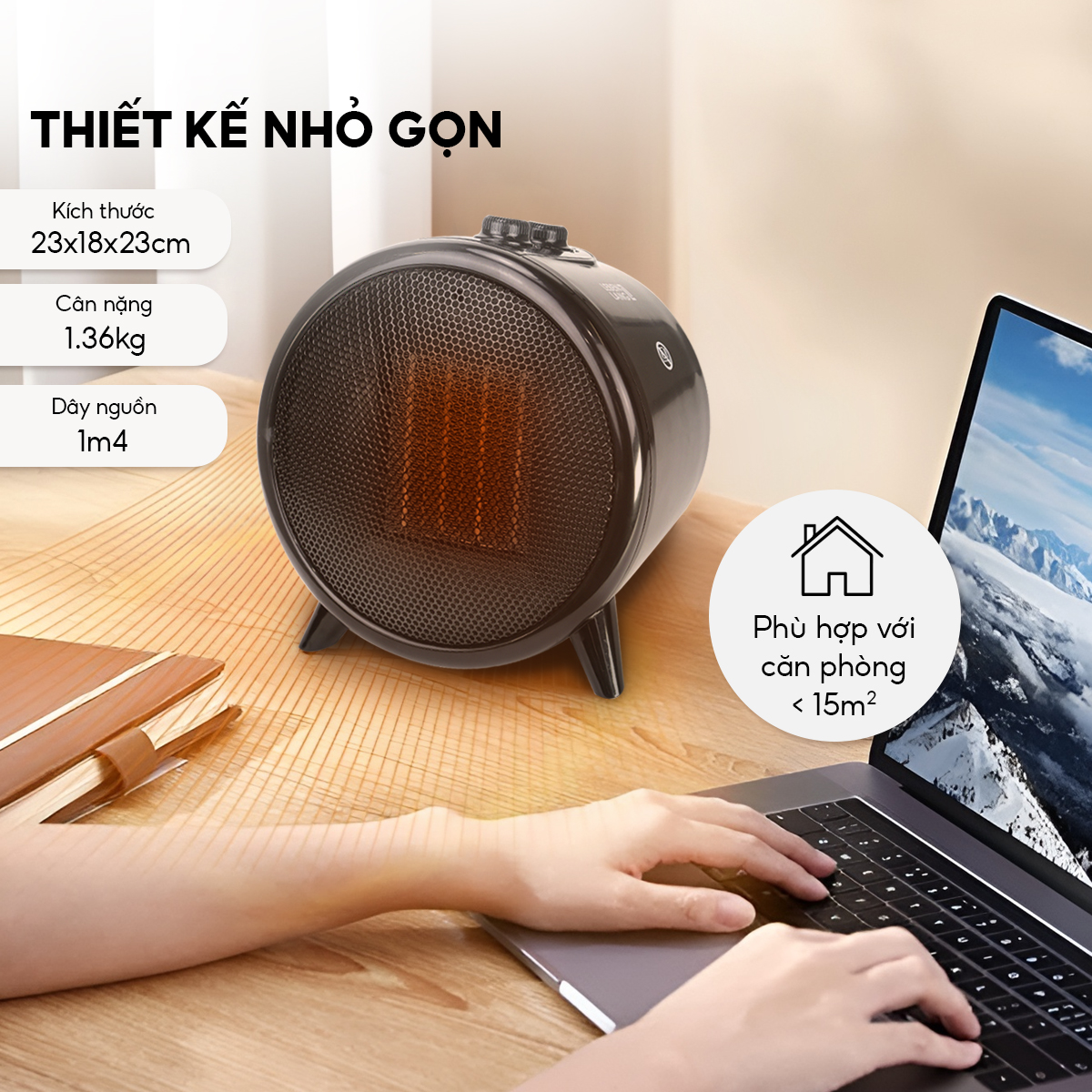 Máy sưởi mini dáng tròn Lebenlang LBL0275, công suất 1500W, làm ấm góc rộng, nóng nhanh, nhỏ gọn tiện lợi - hàng chính hãng