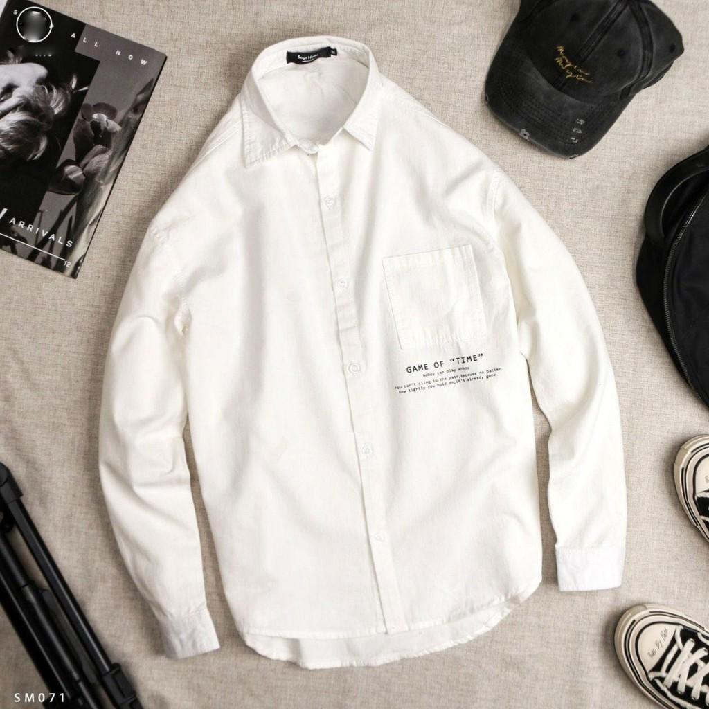 Áo sơ mi nam dài tay phối chữ trước sau trẻ trung, nam tính Mã A259 TOP FASHION SHOP