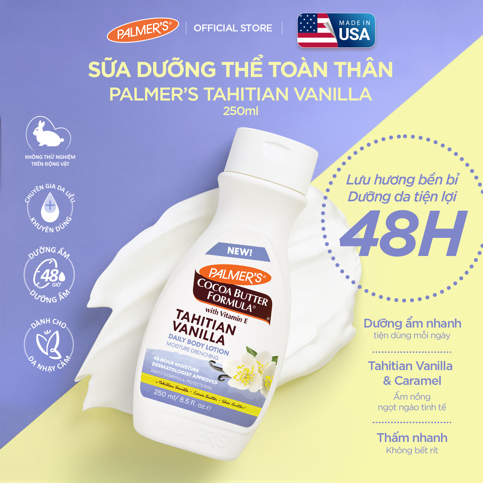[Mới] Sữa Dưỡng Thể Toàn Thân Palmer's Tahitian Vanilla Lotion 250ml/ 400ml