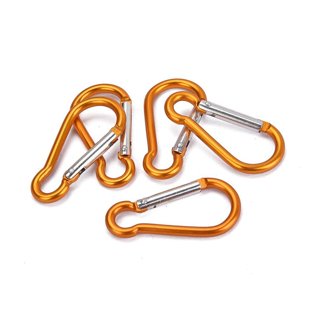 5 Pieces Aluminum D Shape Buckle Carabiner Key Chain Clip Hook for Home Hiking Camping