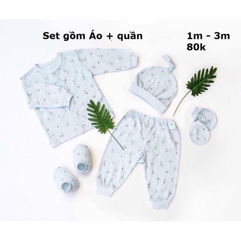 Bộ dài tay cài giữa cotton Mio mio