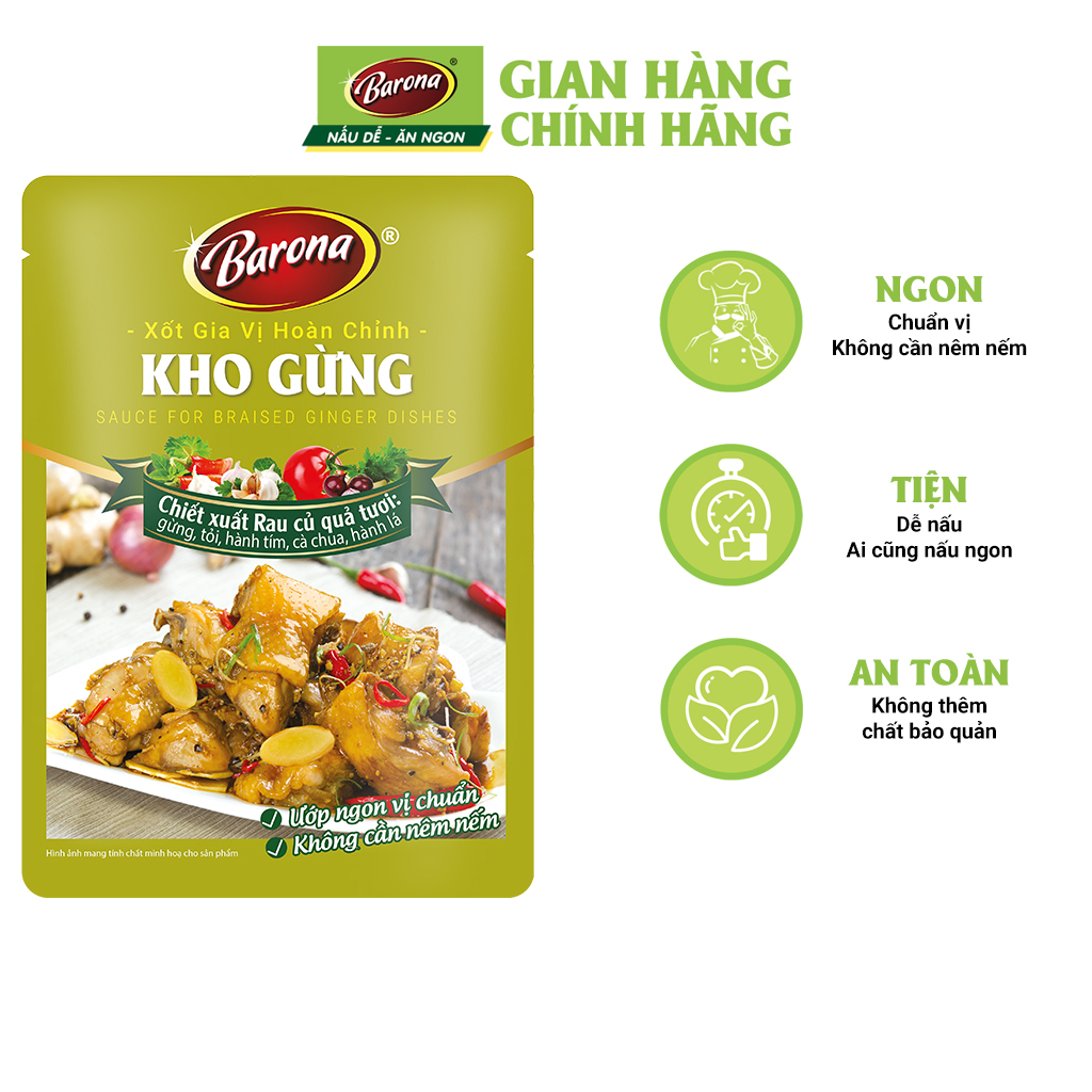 Combo 1 hộp (20 gói) xốt gia vị hoàn chỉnh Barona 80g 