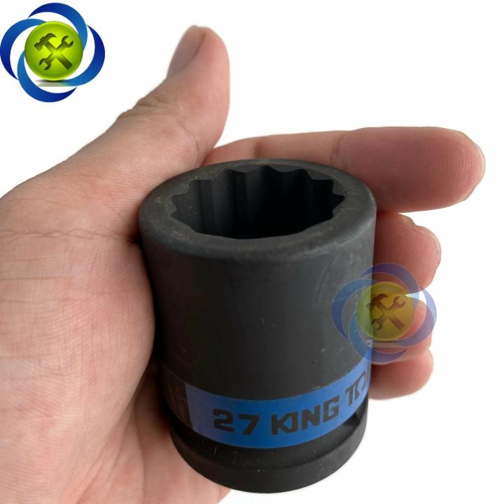 Tuýp 27mm 3/4 Kingtony 653027M loại ngắn 12 cạnh màu đen