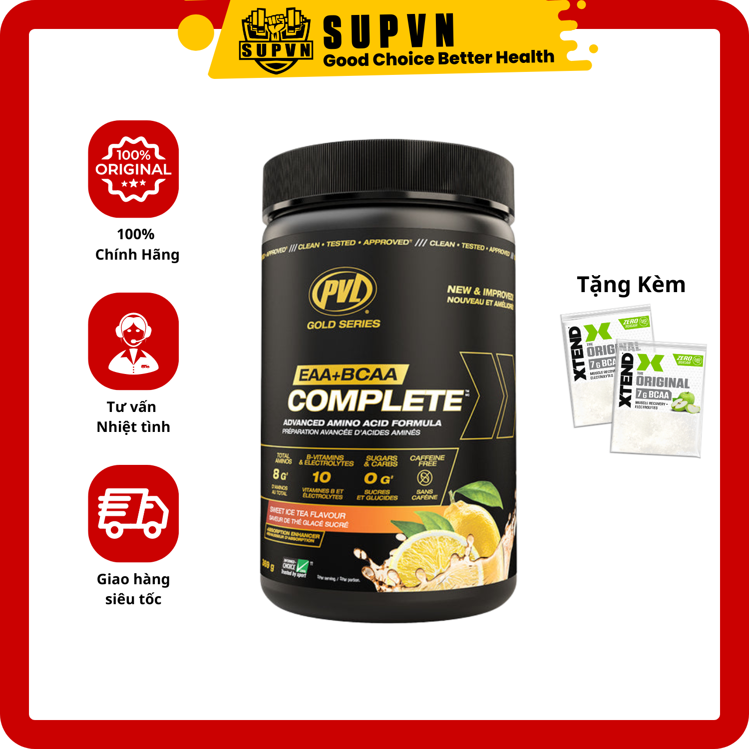 PVL EAA+BCAA Complete (30 Servings) - Hỗ Trợ Phục Hồi và Phát Triển Cơ, Giảm Đau Nhức Mệt Mỏi Sau Tập