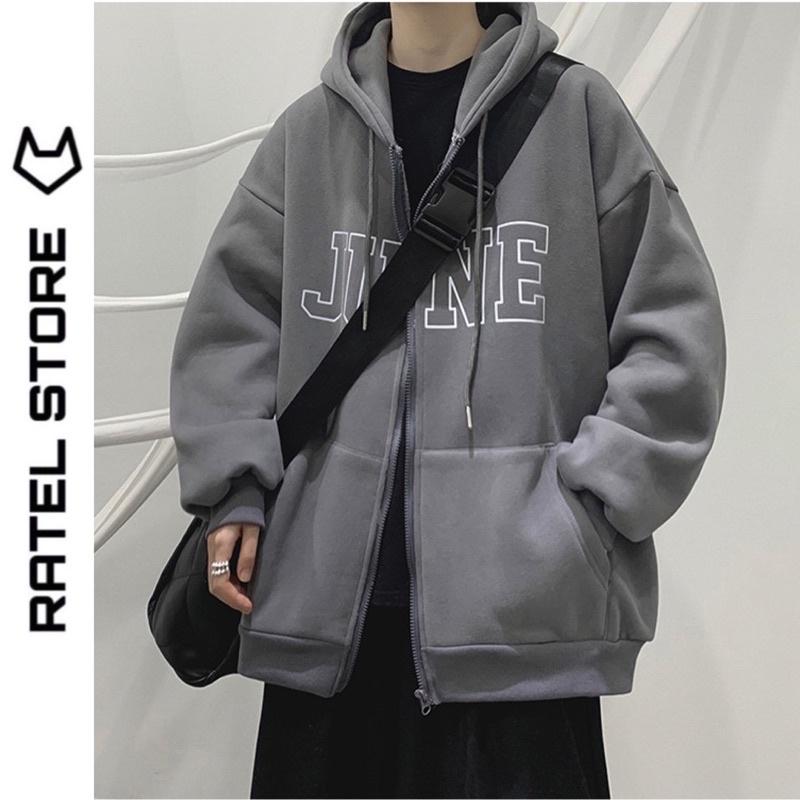 Áo Khoác Jacket Hoodie Zip Nỉ Thu Đông Nam Nữ JUNE Unisex Form Rộng