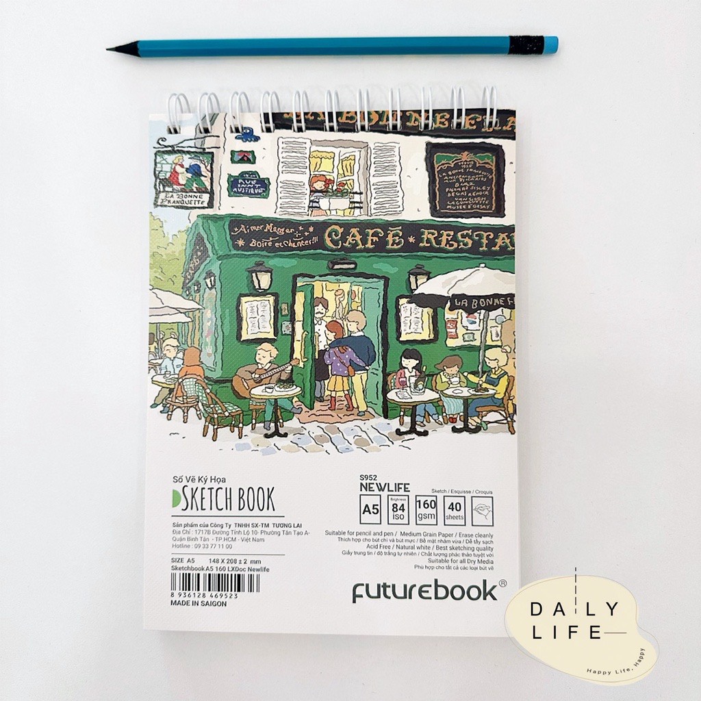 FUTUREBOOK -Tập Vẽ Ký Họa (Sketchbook ) New Life Khổ A5 – Định Lượng 160Gsm – 40Tờ. MÃ SP S952 (Giao mẫu ngẫu nhiên)