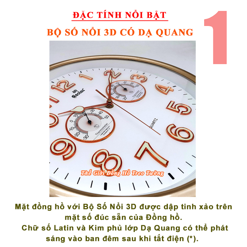 Đồng Hồ EASTAR KIM TRÔI SỐ NỔI 3D Có DẠ QUANG và NHIỆT ẨM KẾ CƠ (Không Dùng Pin) - Màu Trắng - Tặng Pin Maxell