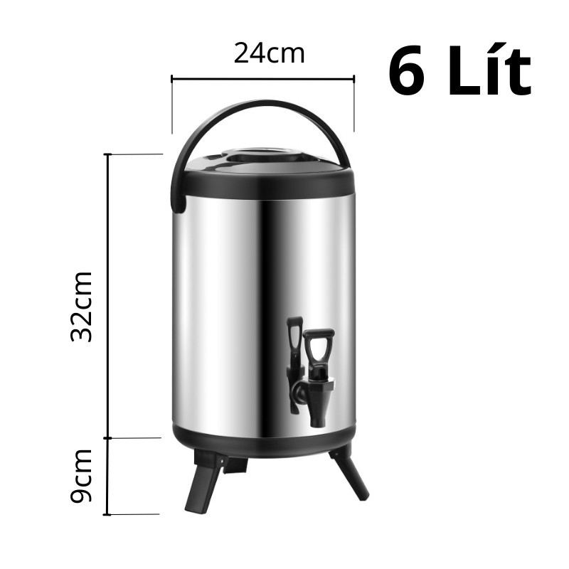 LOẠI 6Lít - Bình Ủ Trà, Bình Đựng Trà Sữa Giữ Nhiệt Cỡ Lớn, Chất Liệu INOX 304