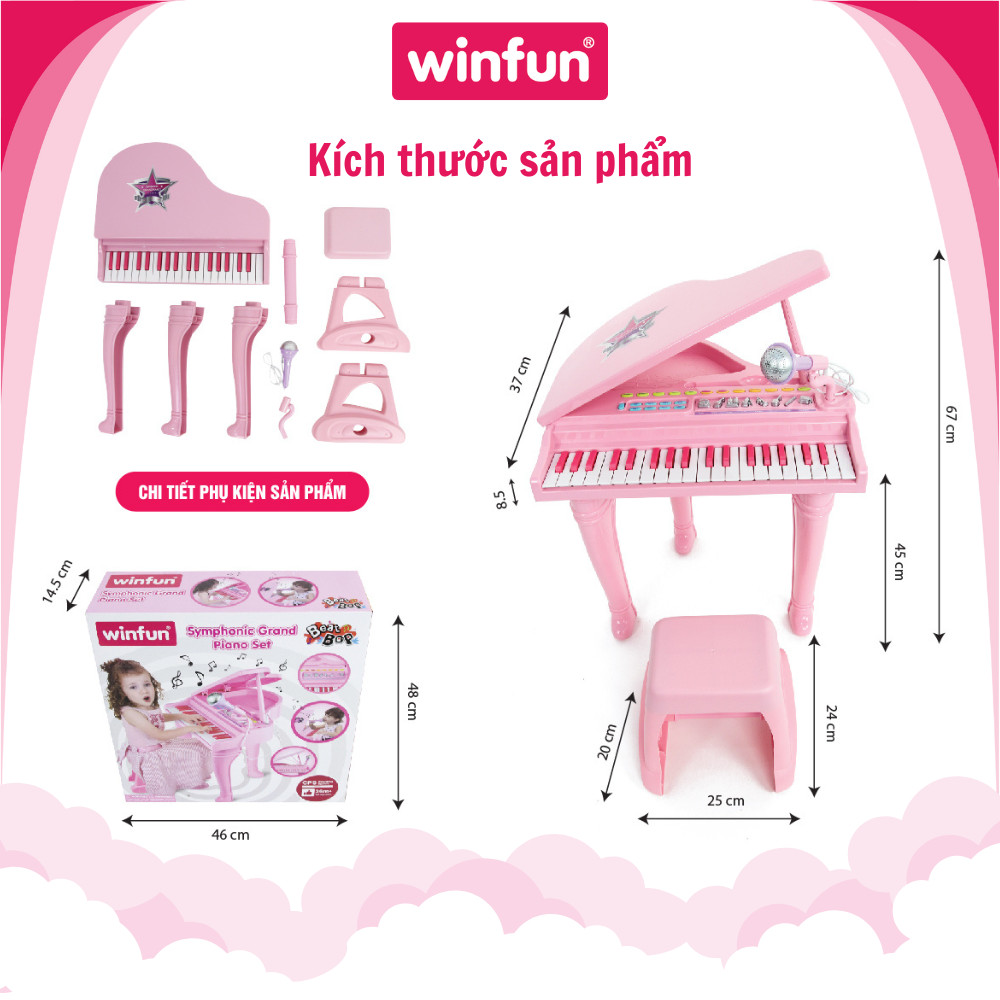 Đồ chơi âm nhạc cho bé - Đàn piano cổ điển kèm mic thu âm - Winfun - 2045 đồ chơi cho bé 3 tuổi trở lên
