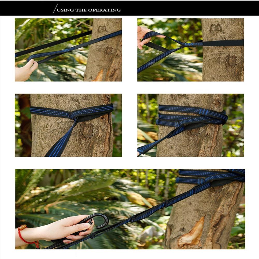 2 Cái/bộ Võng Dây Vòng Đặc Biệt Tăng Cường Polyester Dây Cao Chịu Lực Thép Gai Đen Cắm Trại Ngoài Trời Dây