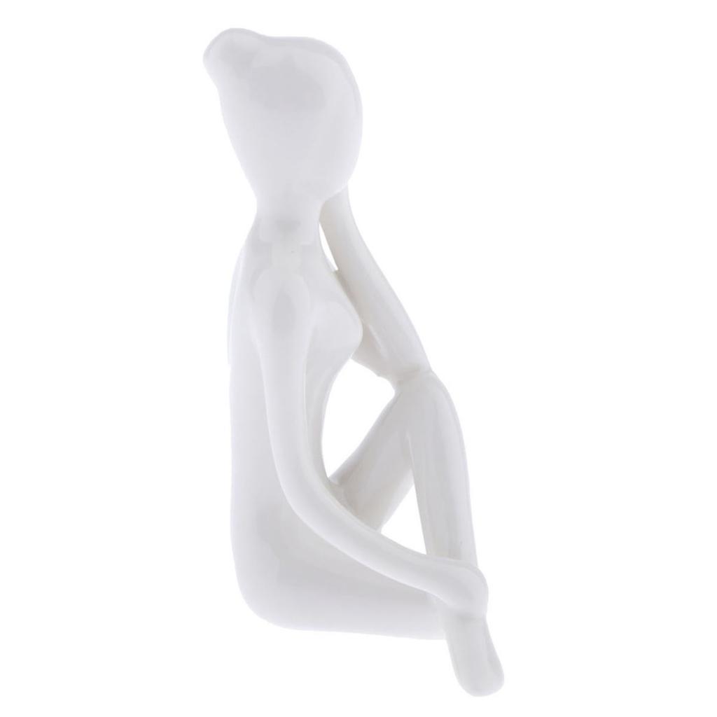 2- Ceramic Yoga Figure Ornament Statue Sculpture  Garden  Desk Decor