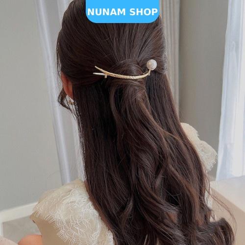 Kẹp tóc hình bán nguyệt phối ngọc nữ tính sang chảnh Nunam shop
