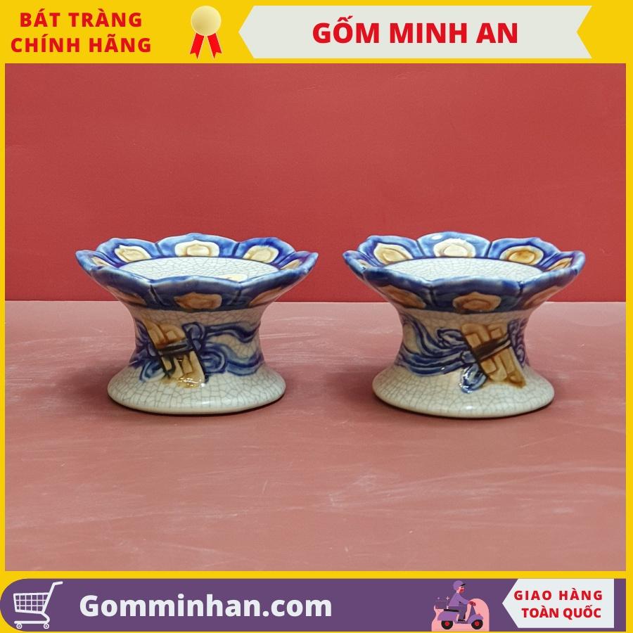 Chân Nến Thờ Sứ-Men Rạn Đắp Nổi Cao Cấp- Nghệ Nhân Phạm Đạt Bát Tràng- Gốm Minh An