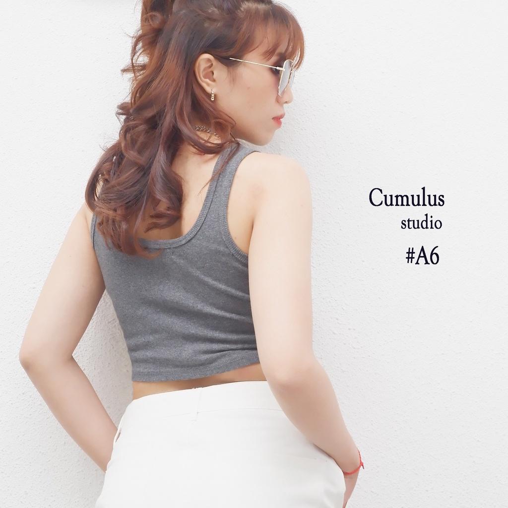 Áo croptop ba lỗ lưng u Cumulus chất thun gân A06