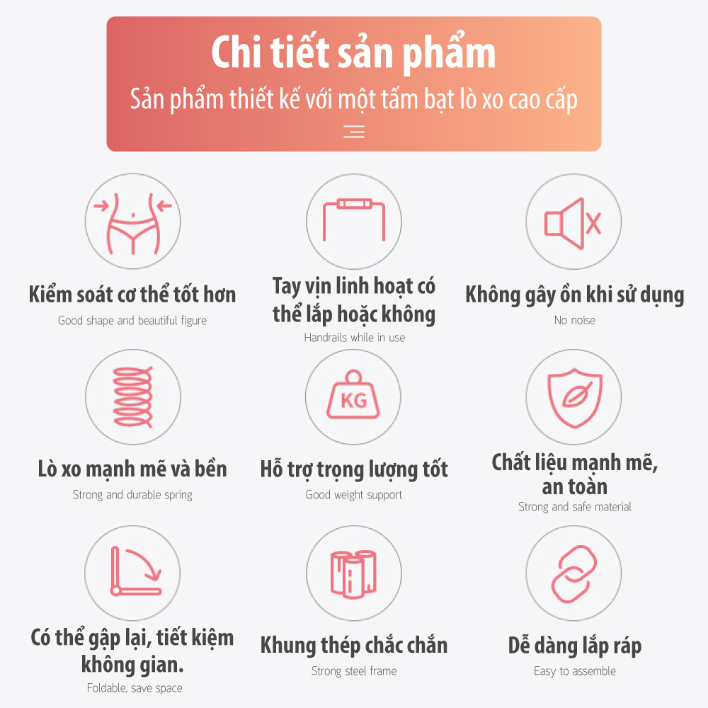 Sàn nhún, Đệm nhún lò xo BG Trampoline cao cấp Thái Lan