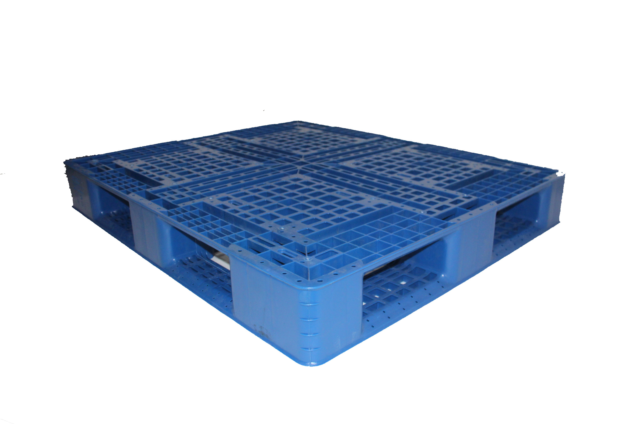 Pallet Nhựa Khôi Việt 1200x1000x150 chân 4 thanh giằng màu xanh