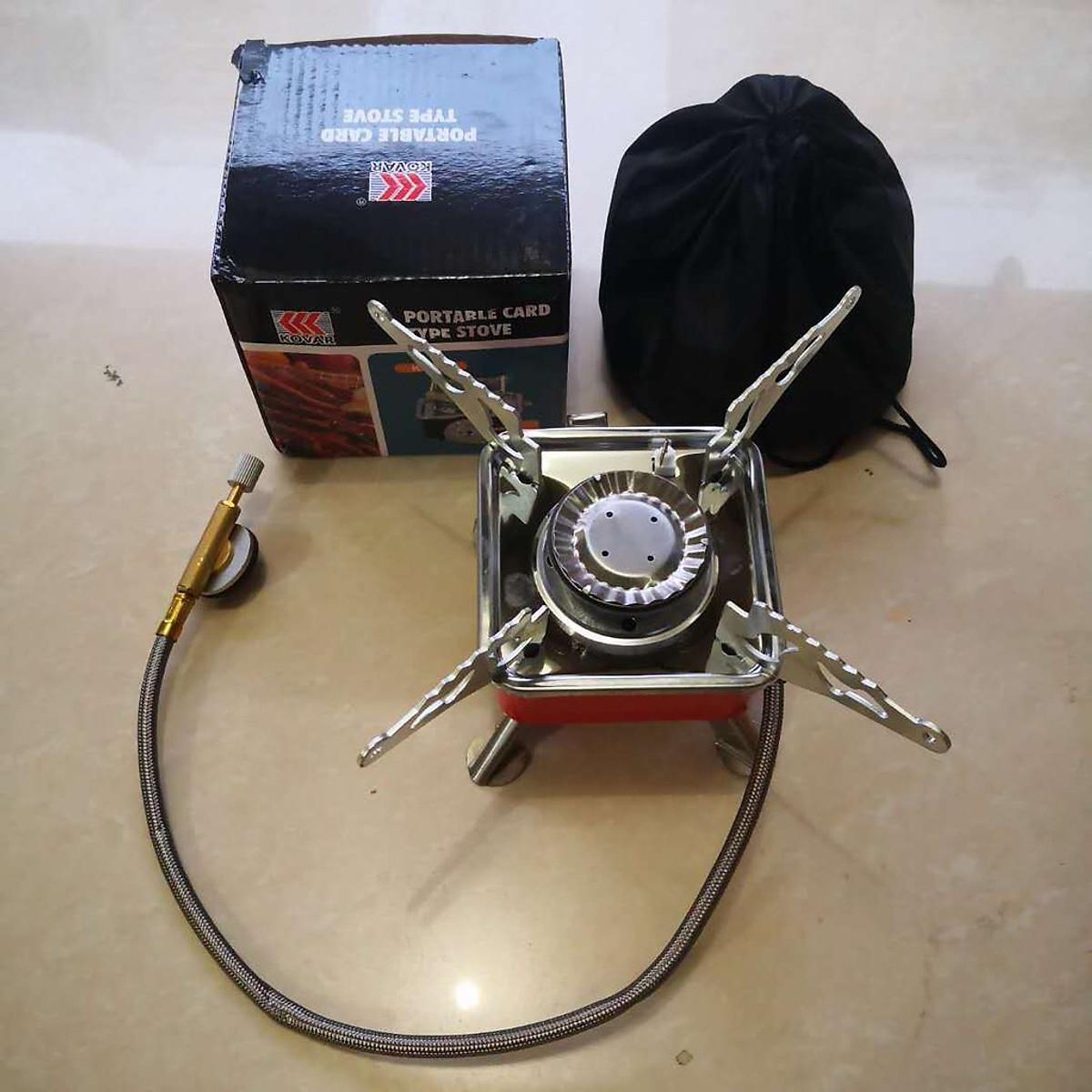 Bếp Gas Mini Du Lịch, Bếp Gas Cắm Trại Siêu Nhỏ Gọn Có Dây Nối Bình Gas An Toàn - Hàng Chính Hãng