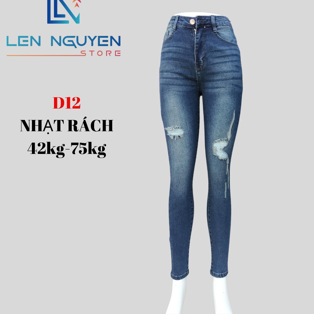 D12_Quần jean nữ, dài, lưng cao, quần bò nữ dáng ôm, quần rin nữ có big size, cho 42kg đến 75kg,LEN NGUYEN STORE