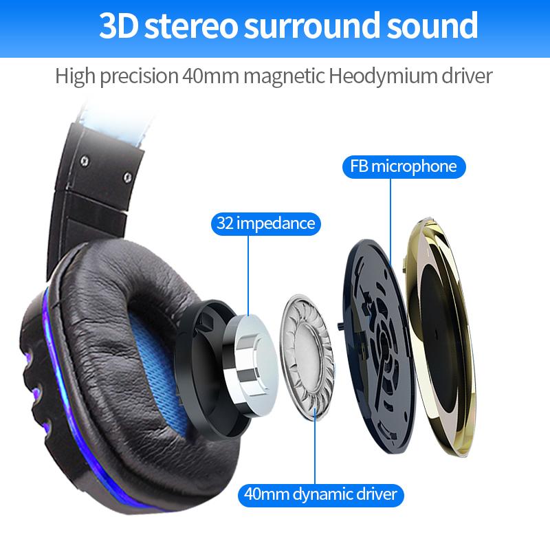 Đèn LED Chơi Game Trên Tai Tai Nghe Game Thủ Casque Bass Sâu Trò Chơi Tai Nghe Tai Nghe Cho Máy Tính PC PS4 XBox Audifonos Game Thủ fones