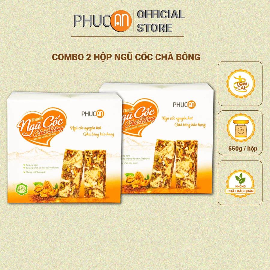 Combo 2 hộp thanh năng lượng ngũ cốc chà bông Phúc An - Thay thế bữa ăn nhẹ