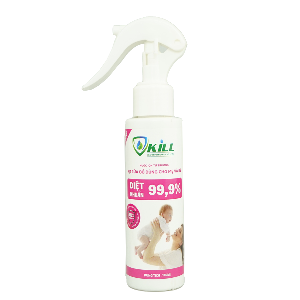 Nước rửa bình sữa đồ dùng cho mẹ và bé Vkill 100ml an toàn hơn với ion từ trường