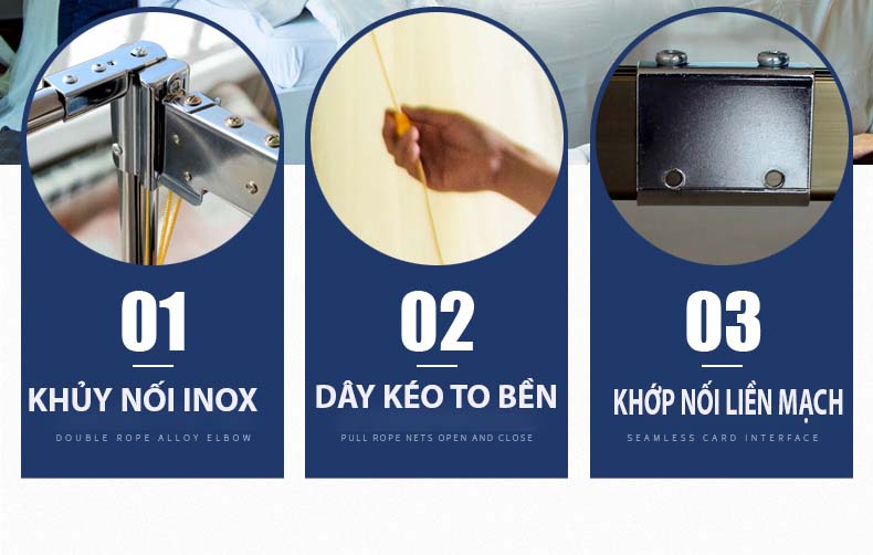 Màn khung ròng rọc không khoan tường kéo dây - mùng ngủ cao cấp EASY DREAM chống muỗi chiều cao inox  vòng trên bằng hợp kim nhôm cao cấp hiện  đại mẫu  mới đẹp  nhất hiện nay