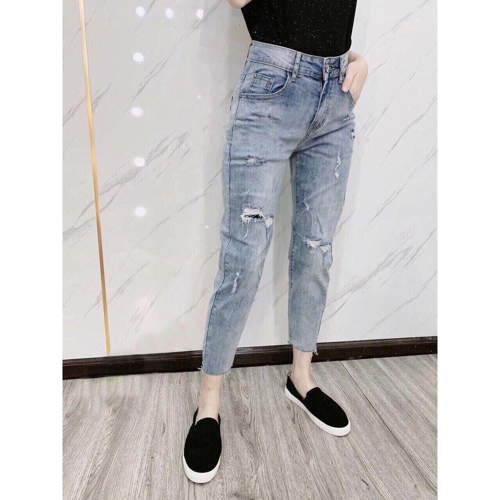 Quần jean nữ baggy King168, quần nữ co dãn nhẹ mẫu TQQ16