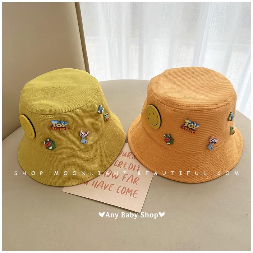 Mũ nón Bucket thời trang đính sticker mặt cười,Toy story cho bé trai và bé gái 8 màu siêu cute hột me