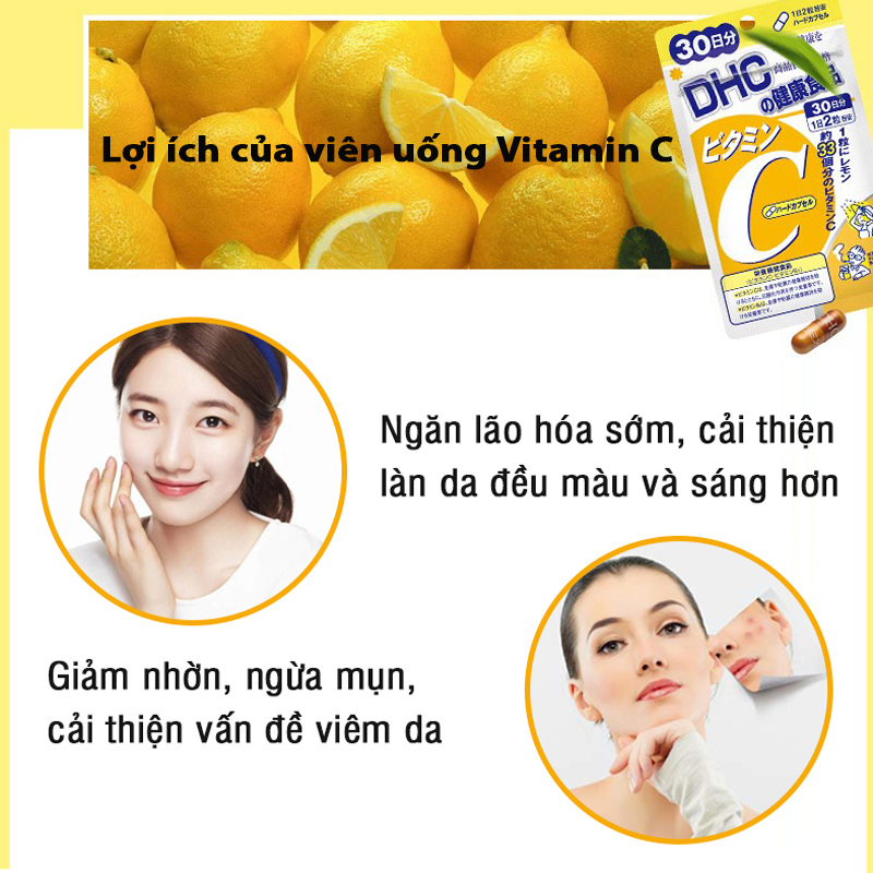 Combo NGỪA MỤN - GIẢM THÂM DHC Nhật Bản gồm viên uống vitamin C và viên uống kẽm 30 ngày JN-DHC-CB2