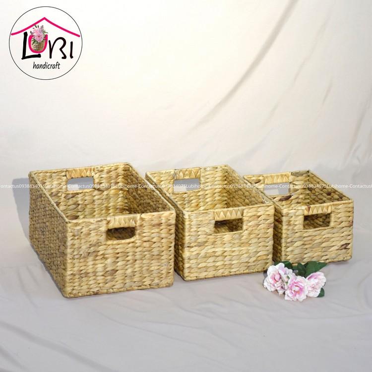 Sọt đựng đồ lục bình hình chữ nhật bộ 3 - sang trọng, tinh tế