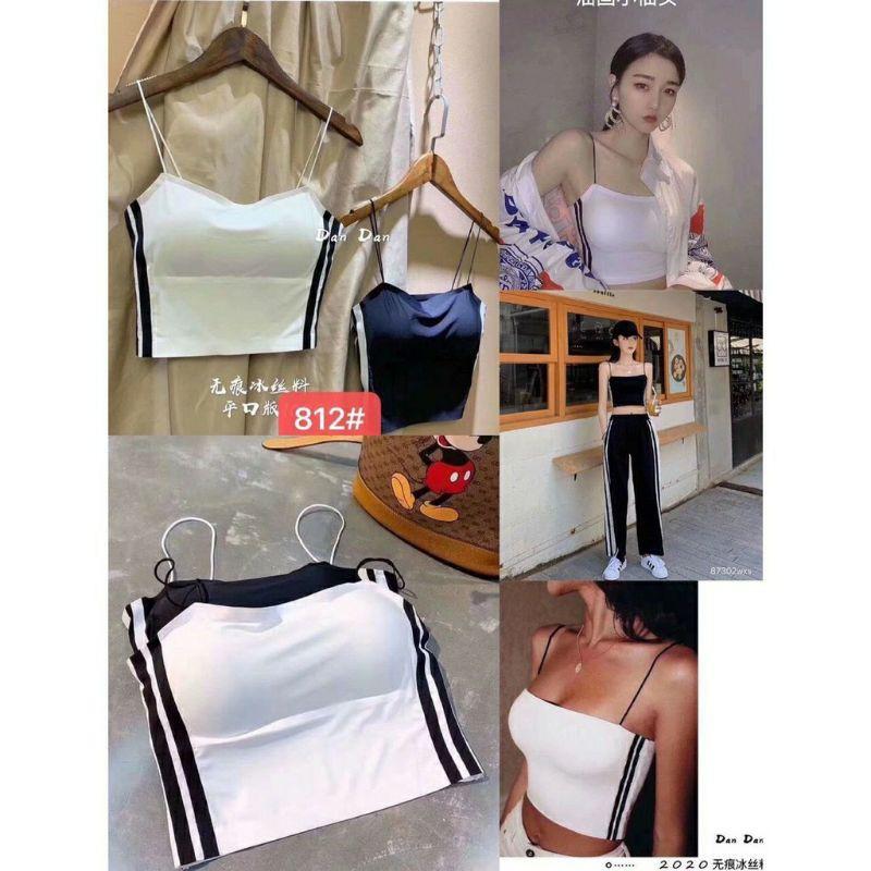 Áo Bra Đúc Su Hai Dây Phối Đen Trắng Siêu Xinh