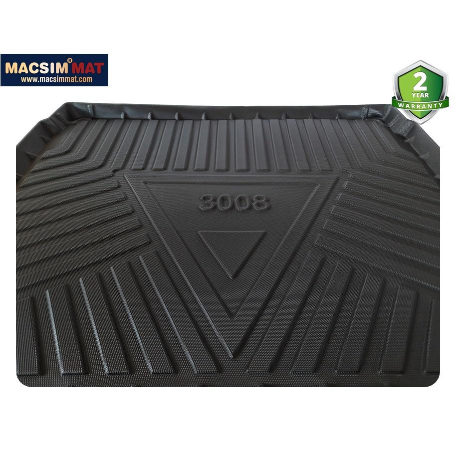 Thảm lót cốp xe ô tô Peugoet 3008 2017-2020 nhãn hiệu Macsim chất liệu TPV cao cấp màu đen