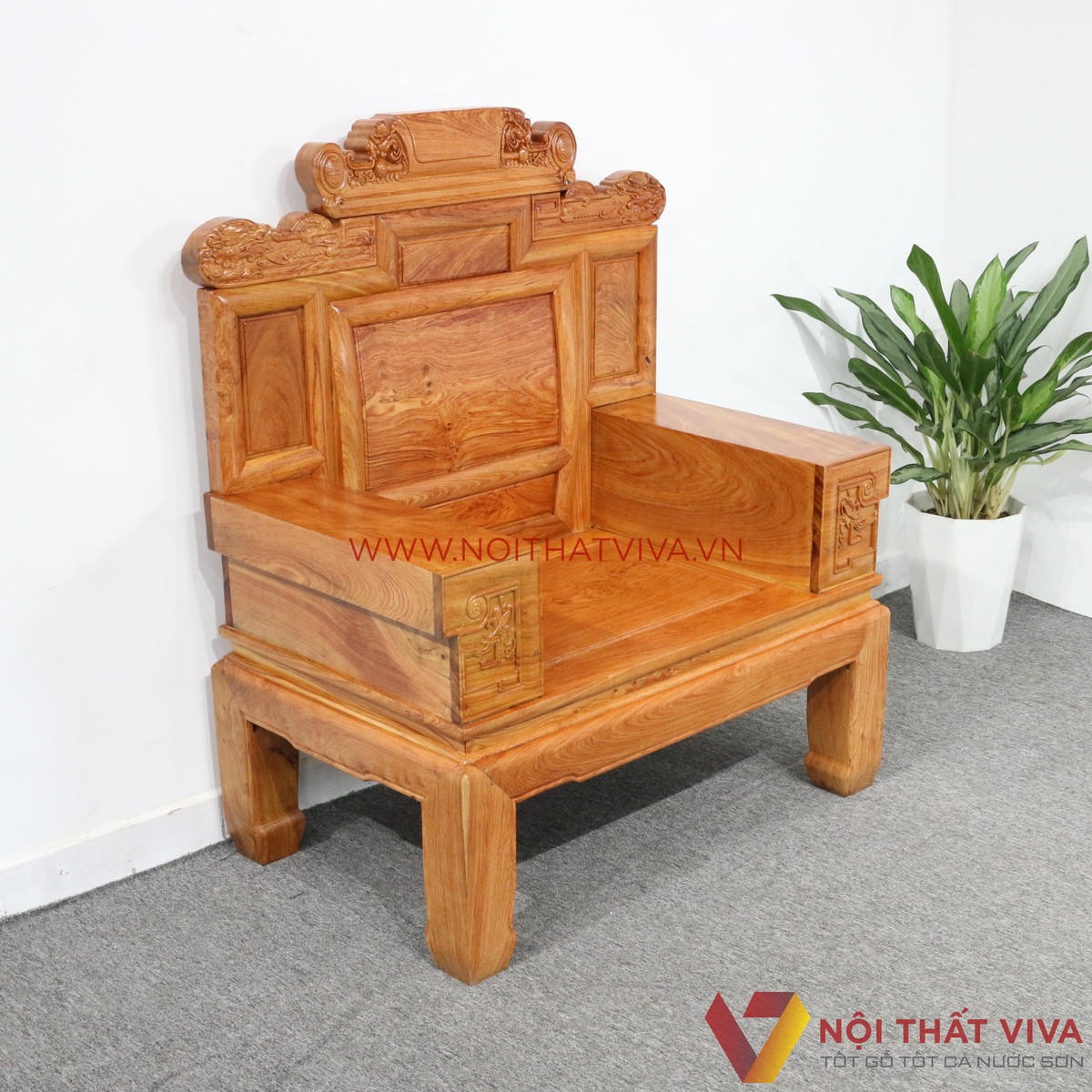 Bộ Bàn Ghế Salon Tần Thủy Hoàng Gỗ Hương Đá Chạm Rồng 6 Món Cao Cấp