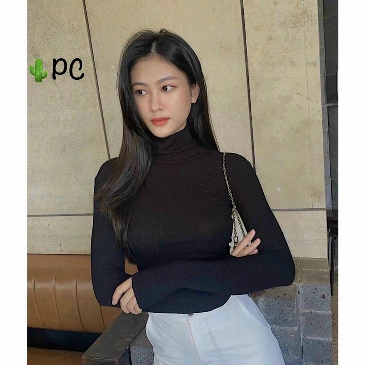 Áo cổ lọ tay dài - Form CỔ LỌ CROPTOP - Thun Gân dày, co giãn tốt