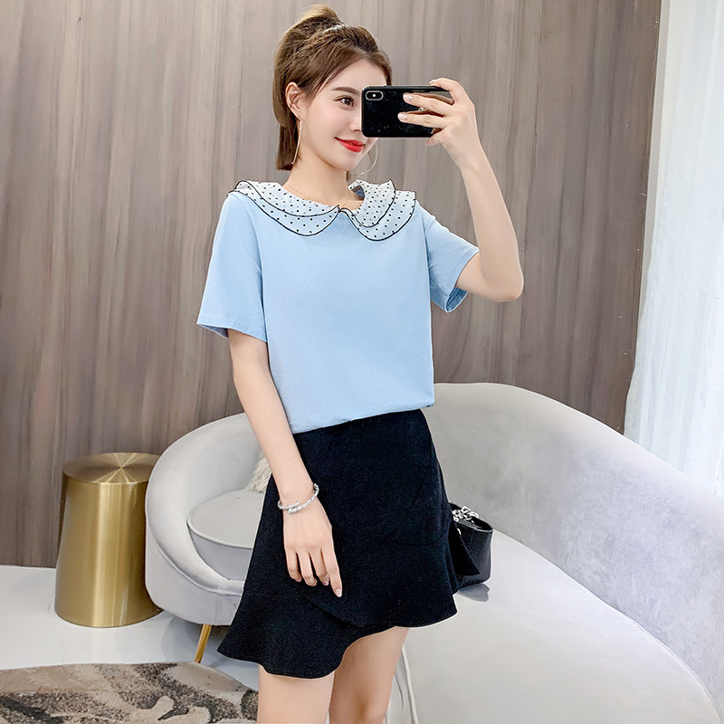 Áo thun phối ren cổ sen AN35