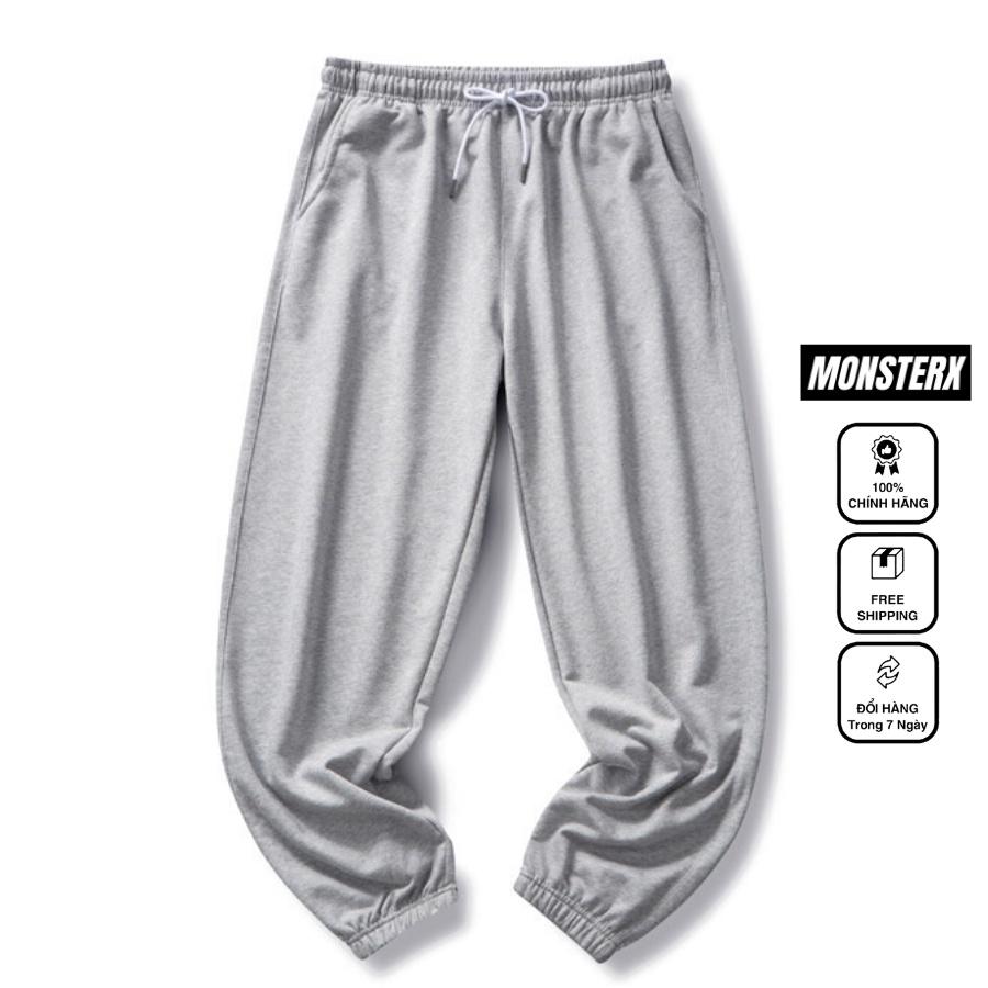 Quần jogger BÓ CHUN unisex MonsterX thể thao nam nữ nỉ cao cấp nỉ bông bigsize thu đông basic pants ulzzang