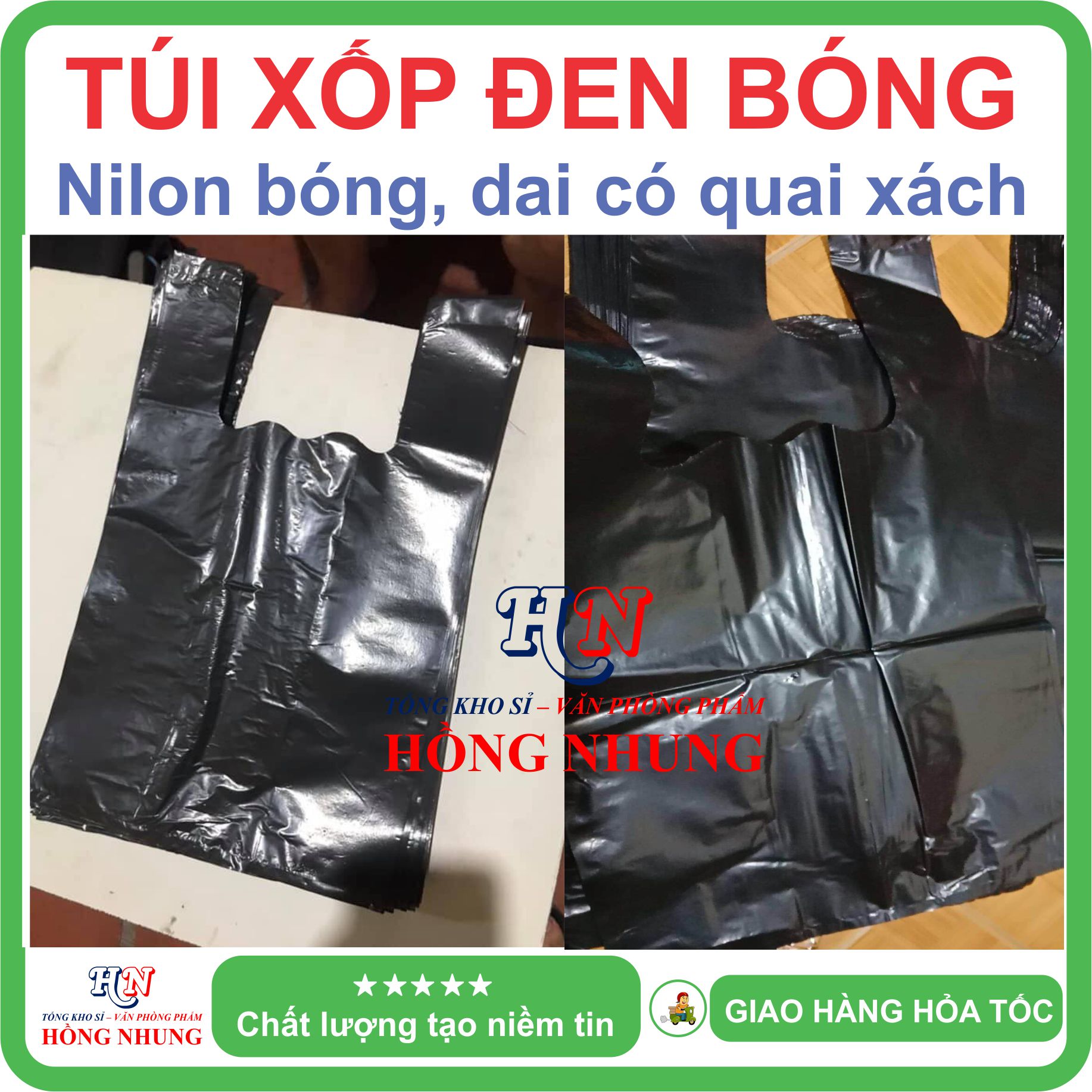 [SALE] 1kg túi xốp đen bóng loại 1 - Chất liệu nilon dai, bóng đẹp, chắc chắn, cho bạn an tâm đóng hàng