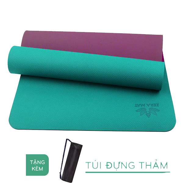 Thảm Tập Yoga Zera Mat 8mm 2 Lớp Màu Xanh Ngọc Tặng Kèm Túi