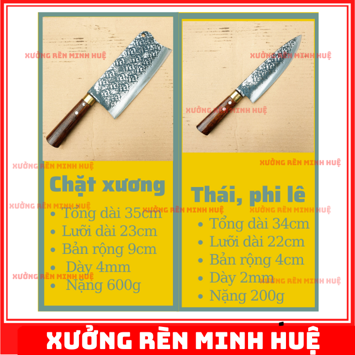 Bộ dao nhà bếp nhíp oto hàng rèn thủ công cao cấp phúc sen