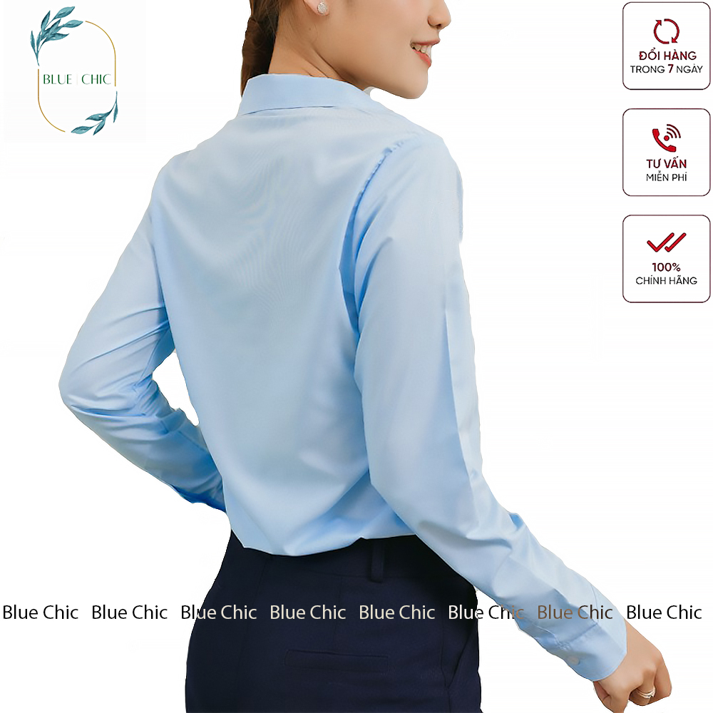 Áo sơ mi nữ Blue Chic dài tay form rộng kiểu sơmi màu trắng xanh đẹp thời trang công sở đi học