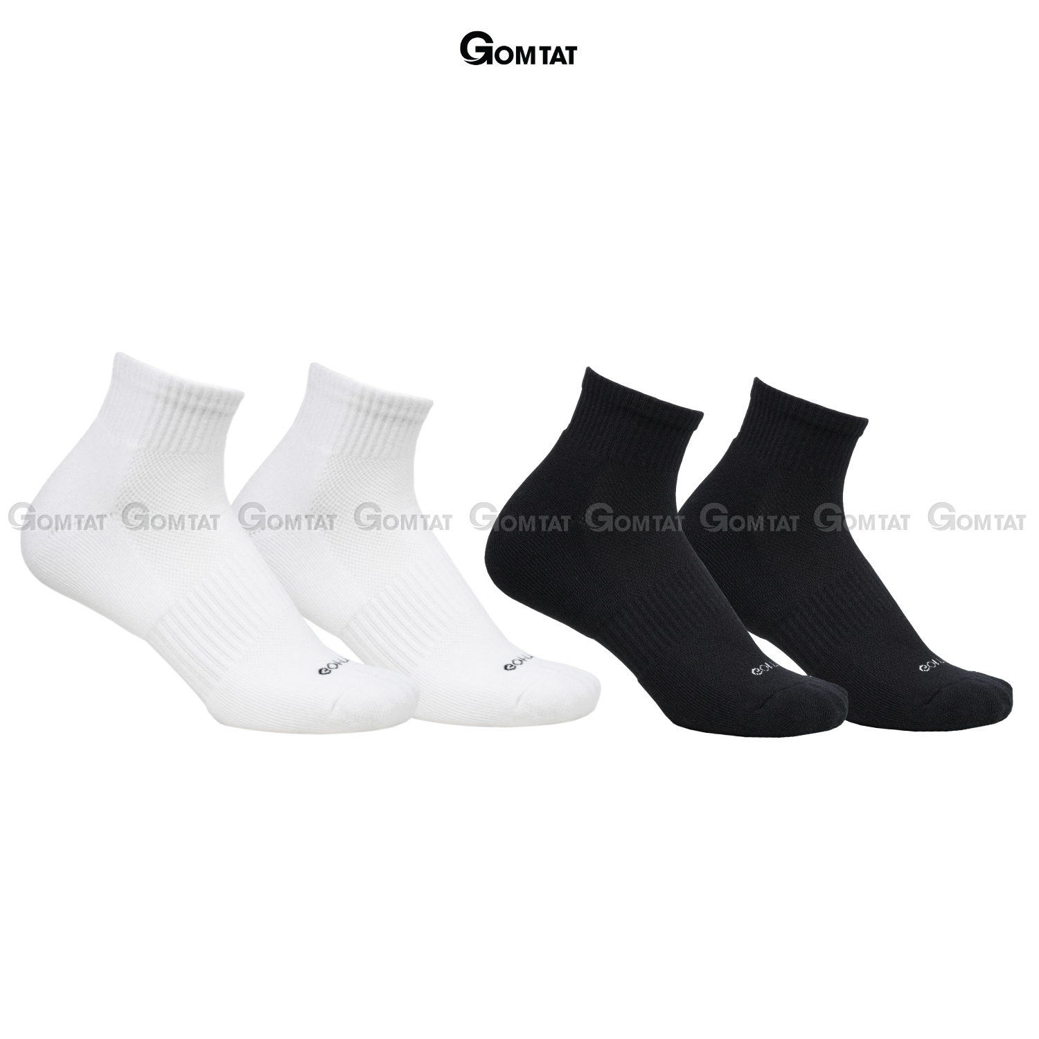 Combo 10 đôi vớ cổ thấp nam nữ GOMTAT, chất liệu cotton hút ẩm khử mùi, có đệm xù êm chân - NGAN-STA-5009-NGAN-CB10