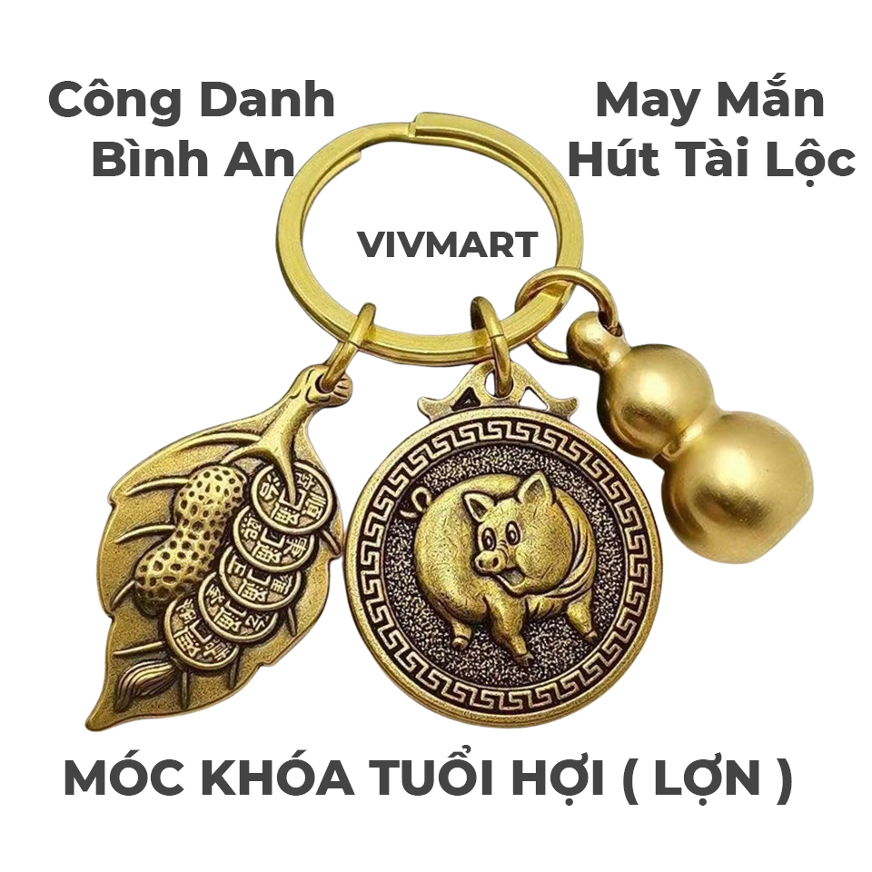 Móc Khóa Xe Máy Ô Tô Hình Con Lợn Phong Thủy Theo Bản Mệnh Tuổi Hợi