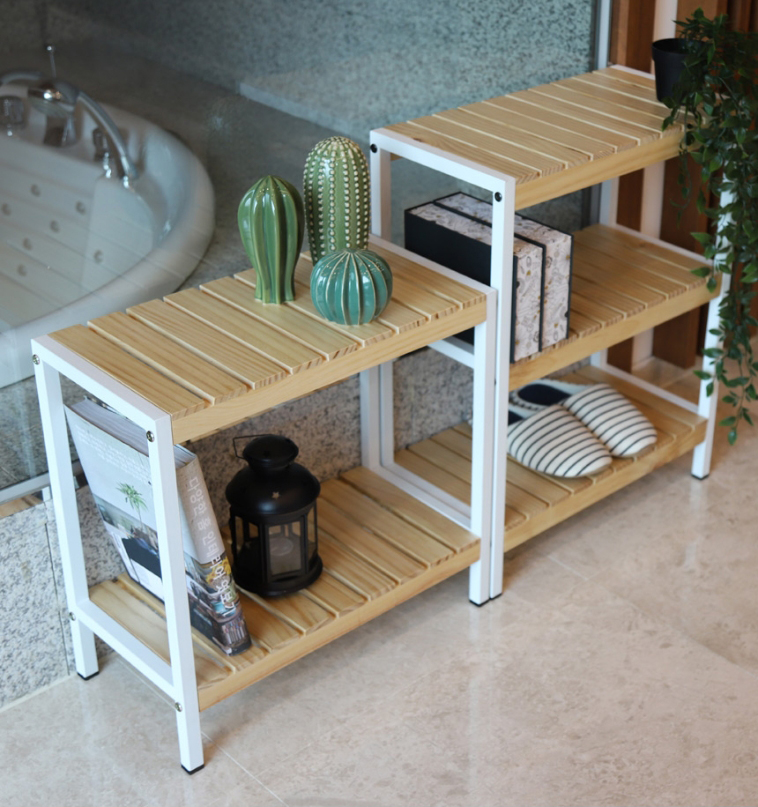 KỆ ĐỰNG GIÀY GỖ KHUNG SẮT TẦNG HÀN QUỐC MÀU GỖ TỰ NHIÊN - IRON BENCH 2F SIZE 500