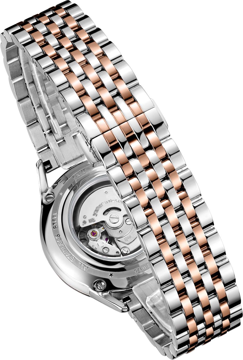 Đồng hồ nữ máy cơ dây da và thép mặt xà cừ chính hãng Thụy Sĩ TOPHILL TE032L.M7288
