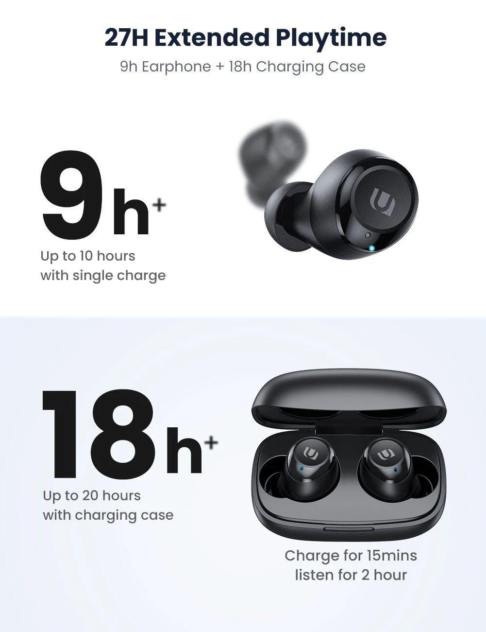 Ugreen UG80606WS100TK Bluetooth 5.0 tai nghe HiTune True Wireless âm thanh Stereo màu đen - HÀNG CHÍNH HÃNG